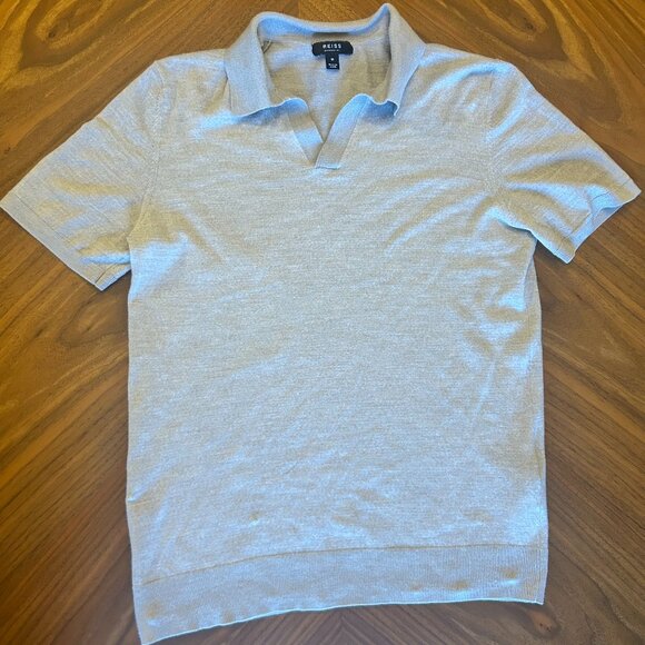 Mens Reiss Oatmeal Merino Wool Johnny Collar Size Small - Picture 1 of 5